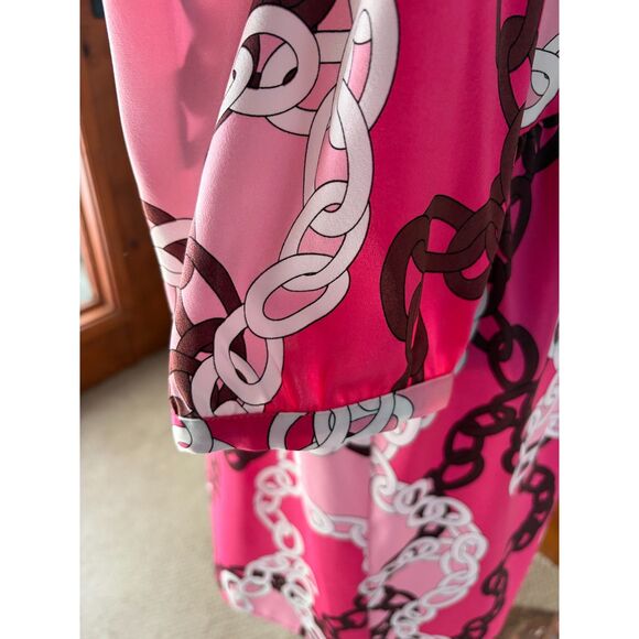 Pink 3/4 Sleeve Patterned Dress, UK Sizing XL Plus Size NWT - Picture 6 of 15